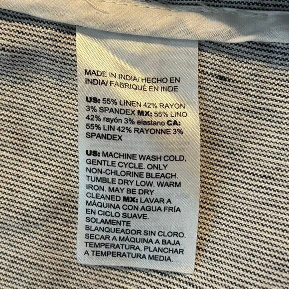 Chicos Size 3 US XL Micro Stripe Pinstripe Jacket Linen Blend Blue White - Picture 5 of 5